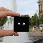 PENDIENTES LUSTGARTEN EN PLATA DE LEY 925 Y CIRCONITAS BLANCAS