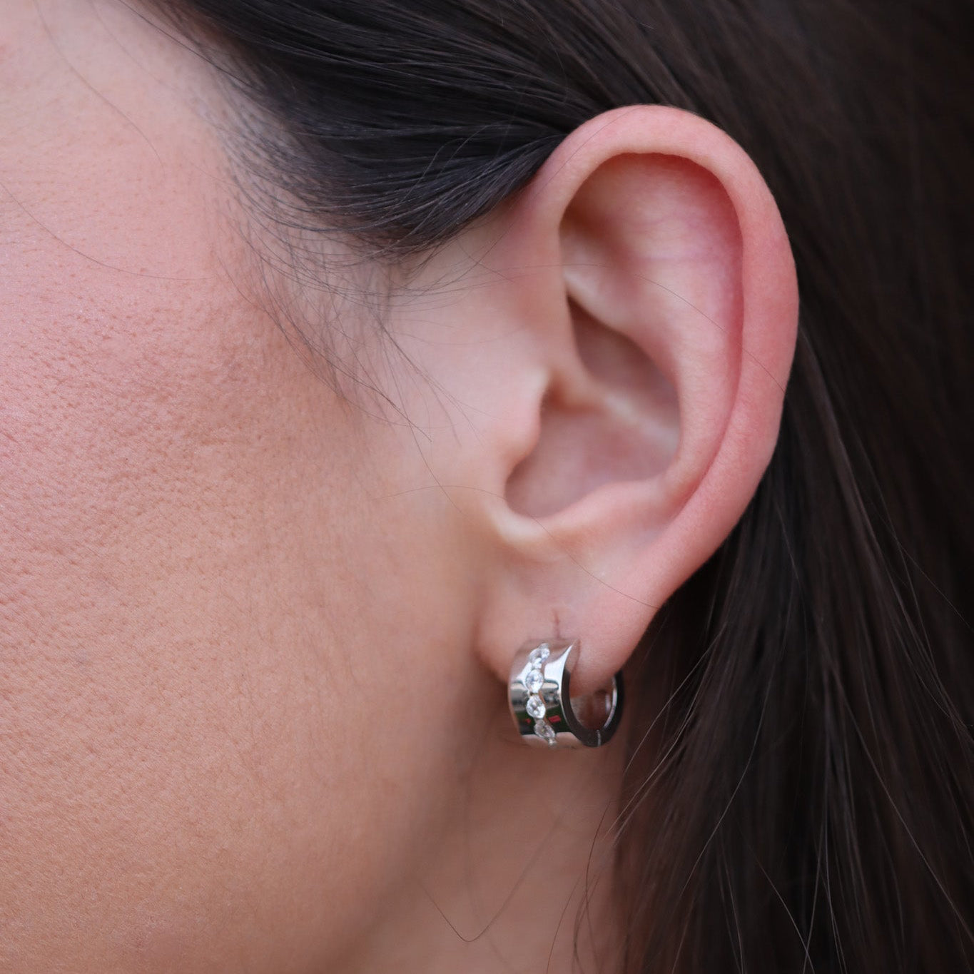 PENDIENTES LUSTGARTEN EN PLATA DE LEY 925 Y CIRCONITAS BLANCAS