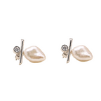 PENDIENTES BODE EN PLATA DE LEY 925 CON PERLA BARROCA NATURAL