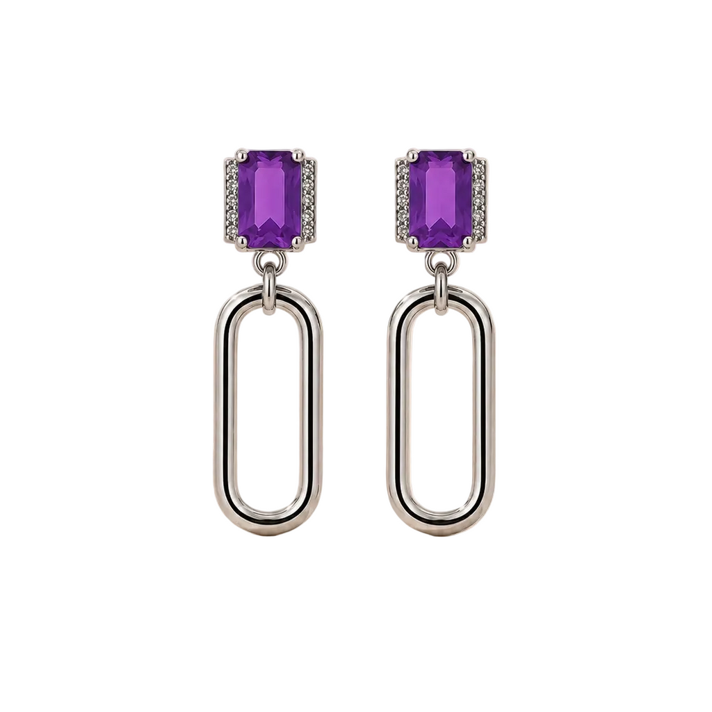 PENDIENTES KREUZBERG EN PLATA DE LEY 925 Y PIEDRA MORADA