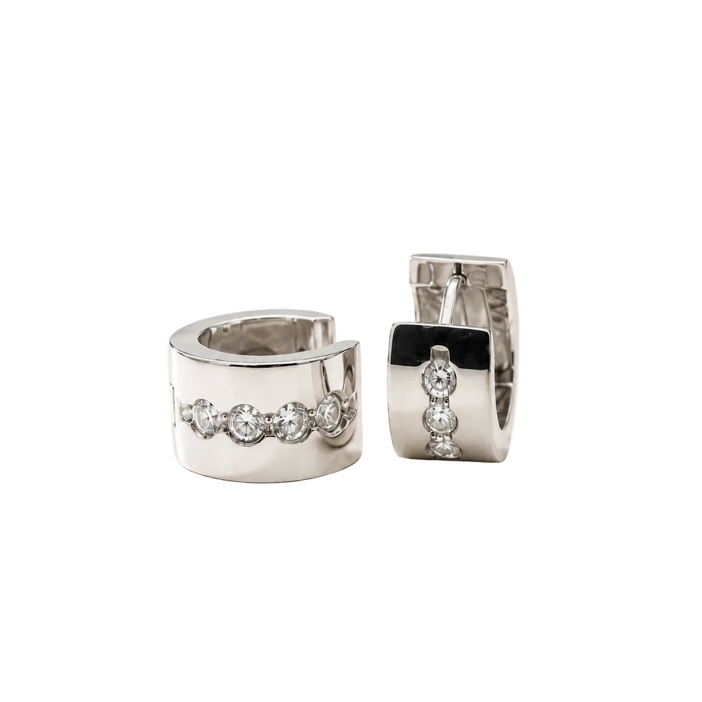 PENDIENTES LUSTGARTEN EN PLATA DE LEY 925 Y CIRCONITAS BLANCAS
